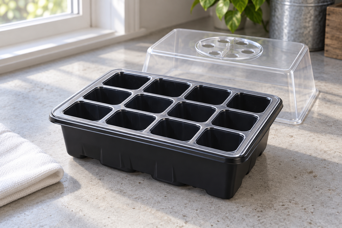 One unit from the set, with its dome set aside so the twelve cells remain accessible.