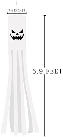CCINEE 2 Pack Halloween Ghost Windsock Flag with Lights, 70.8 Inch Glow in The Dark Halloween Outdoor Hanging Decor for Yard Patio Garden Pathway Party Decoration(2024 Upgraded)
