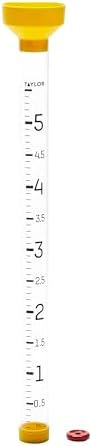 Taylor Capacity Jumbo Rain Gauge, Measure and Monitor Precipitation, Easy to Read for Backyard, Patio, Garden, and Lawn, 5-inch, Yellow