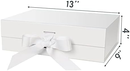 DaiJoob Large White Gift Box with Lid for Presents 13x9x4 Inches