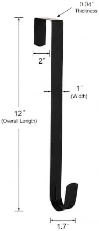 Slim Over The Door Wreath Hanger for Front Door, 12" Black 1 Pack
