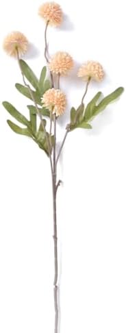 Laelfe Peach Artificial Flowers Pompon Mum, 5Pcs Fake Kiku Flowers Silk Small Mini Chrysanthemum Ball Faux Mum Decor for Filler DIY Bouquet Centerpieces Arrangements Shower (Peach)