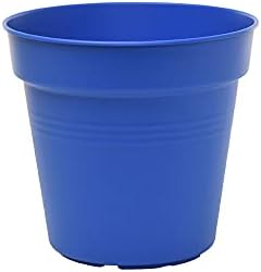 Mintra Garden Pots, 4 Pack Bulk Plastic Plant Pots with Drainage Tray, Round Indoor & Outdoor Decorative Planters with Drain Holes for Flowers, Herbs & Plants, 13cm Diameter – Blue, 5 in