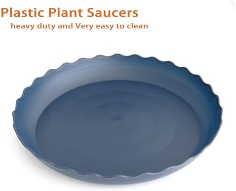 6 Pack Plant Saucer 10 inch, Heavy Duty Plastic Plant Saucers, Durable Plant Tray for Pots, Flower Saucers for Indoors, Plant Pot Saucers, Trays for Planter (Blue)