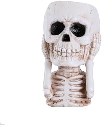 JOYO Halloween Planter Pot Decor - Skeleton Flower Planter Pot,Pumpkin Bucket Vase,Cute Skull Bucket Vase,Skull Candy Bowl Gothic Ornaments for Home Indoor Outdoor Garden (01 Cute Skull)