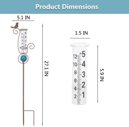 27'' Tall Rain Gauge Outdoor with Luminous Beads