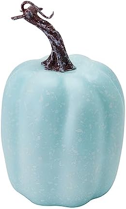 7Pcs Artificial Pumpkins of All Styles Halloween Decoration Rural Style Farmhouse Foam Pumpkin Thanksgiving Day is Suitable for Table top House Dining Table Party Decoration (Light Blue)