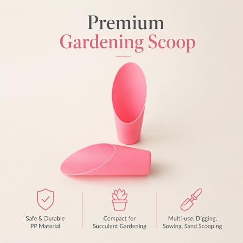 Bonsai Soil Scoops, Plastic Garden Soil Scoops, Garden Potted Plant Maintenance Succulent Planting Tools, Classic Durable, Ergonomic Grip -(1pc Pink)