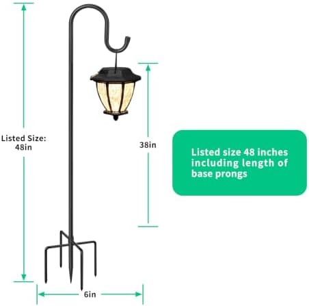 48in 5‑Prong Shepherd Hooks,4‑Pack Heavy‑Duty Iron Garden Hooks for Outdoor