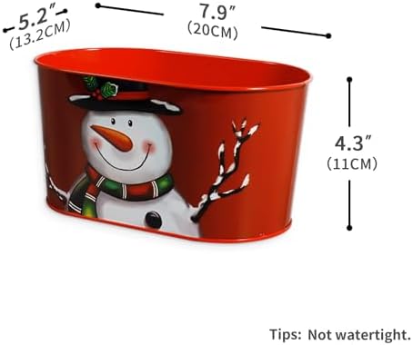 Putuo Decor Christmas Metal Buckets, 5 Pieces Christmas Metal Herb Garden Planter, Christmas Decorations Galvanized Tin Bucket Pails for Party Home Table Centerpieces Decor 7.9" L x 5.2" W x 4.3" H