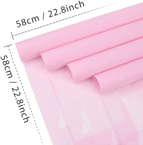 20 Sheet Flower Wrapping Paper-Waterproof Bouquet Paper (Butterfly Pink)
