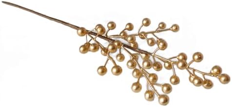 Artificial Berry, Fake Burgundy Berry, (20 pcs, 12" Each), Artificial Berries Stems for Xmas Tree Wreath Decorations Home Decor (GoldenBerry)