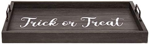 Elegant Designs HG2000-KTT Halloween Decorative Wood Serving Tray w/Handles, 15.50" x 12", Black Wash Trick or Treat