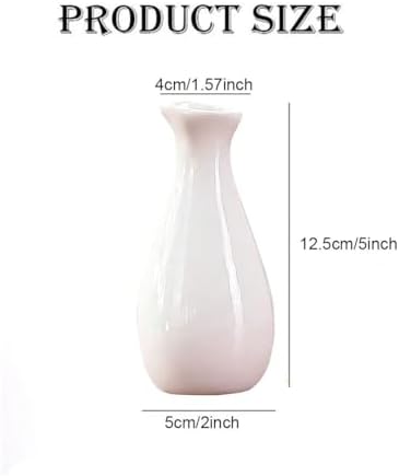 Small Ceramic Bud Vase Flower Vase Decorative Floral Holder (White)