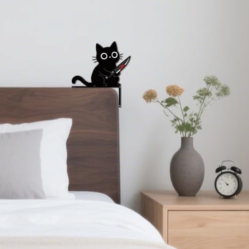 CUTHOLLOW Killer Black Cat Door Topper Sign Wall Art Decor