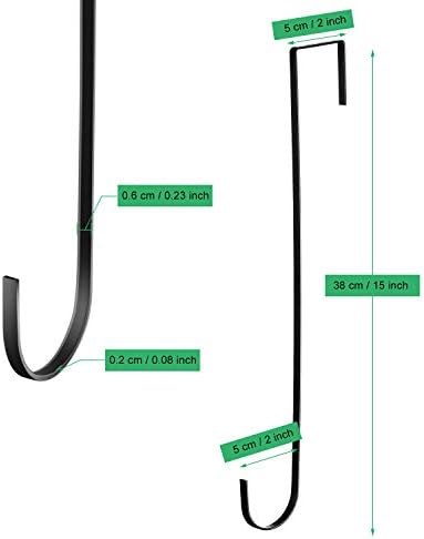 Hotop 6 Pcs 15" Over The Door Hooks Wreath Hanger for Front Door,Black