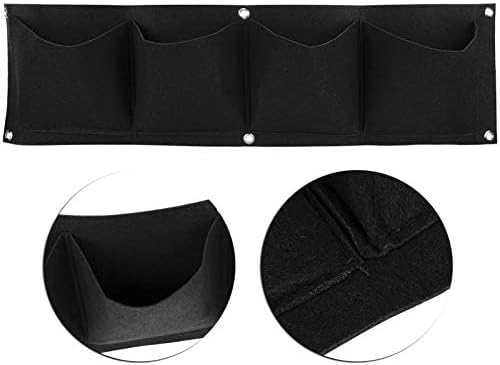 Wall Plant Bag,4Pcs Vertical Hanging Outdoor Wall Planter 4 Pocket Plant Grow Bag Wall Mounted Reusable Degradable Felt