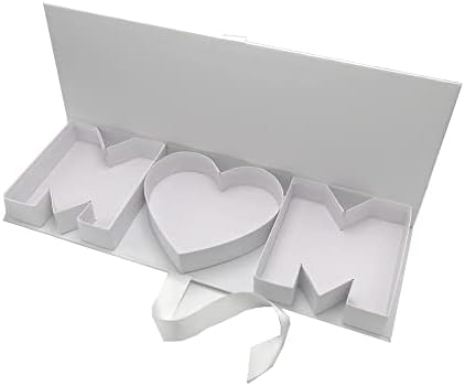 WENPACK Empty Flower Gift Box MOM Cardboard Letter Shaped Fillable Chocolate Strawberry Candy Packaging (MOMwhite)