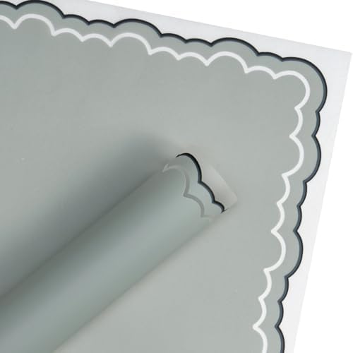 WRAPAHOLIC 20 Sheets Grey Flower Wrapping Paper - 22.4 x 22.4 inch Light Grey and Wavy Edge Design Water-Resistant Floral Bouquet Wrapping Paper, Florist Supplies Packaging for Anniversary and Birthday Gift DIY