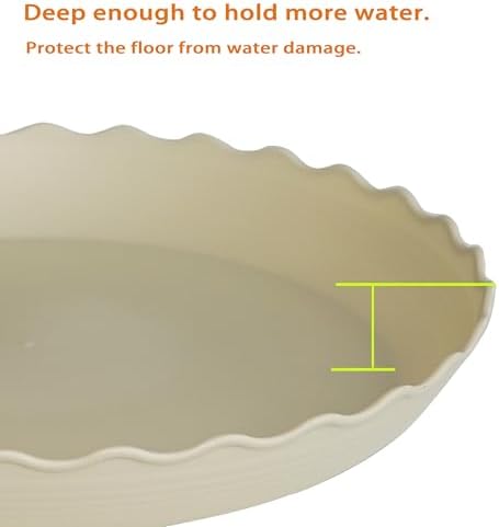 2 Pack Plant Saucer 22 inch, Heavy Duty Plastic Plant Saucers, Durable Plant Tray for Pots, Flower Saucers for Indoors, Plant Pot Saucers, Trays for Planter (Beige)