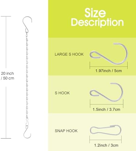 RIFNY Plant Chain for Hanging Plants, 20 Inch Hanging Basket Chain, Silver