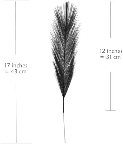 Artificial Pampas Grass Plants Fake Reeds Decoration Set of 28 Stems 17” Faux Florals Bulrush Fluffy Beige Branches for Boho Home Wedding Party Vase Fillers Christmas DIY Feathers Décor Black 28 Pcs
