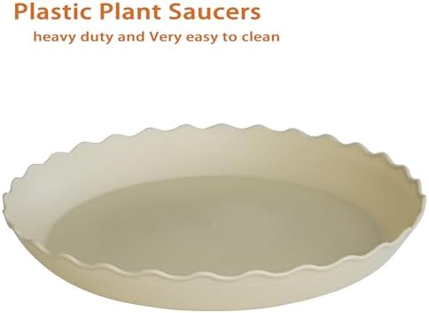 2 Pack of 16 inch Plant Saucer Plant Tray, Plastic Plant Saucer, Heavy Duty Plant Tray for Pots, Plant Saucers for Indoors Planter, Garden Water Plate Bowls for Gallon Grow Bags (Beige)