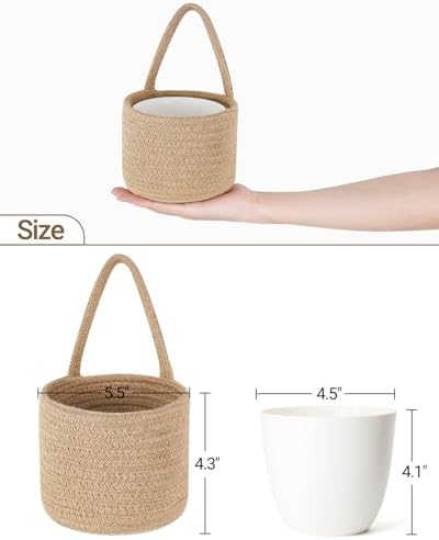 Dahey 2 Pcs Woven Wall Baskets with Plastic Wall Planters for Indoor Plants