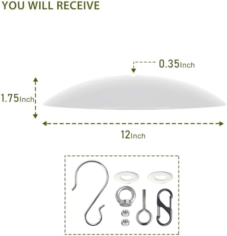 12" Bird Feeder Rain Guard, Hummingbird Feeder Shade Dome Cover, Hanging Baffle for Bird Feeder Pole,Smart Birds Feeder's Umbrella(Translucent), 2 Pack