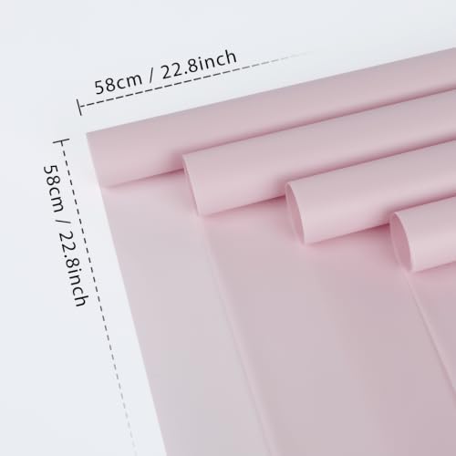 FUHITIM 20 Sheets Flower Wrapping Paper (Misty Light Pink)