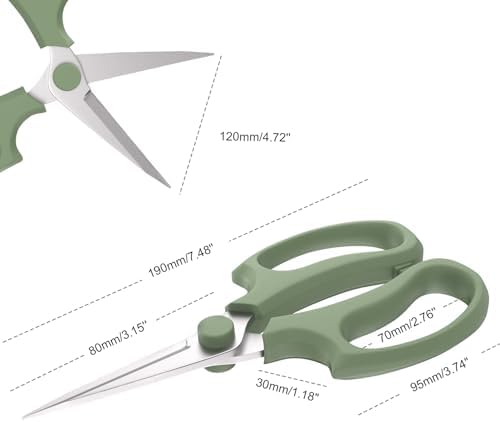 Housolution Flower Scissors, 3PCS Pointed Pruning Shears, Avocado Green