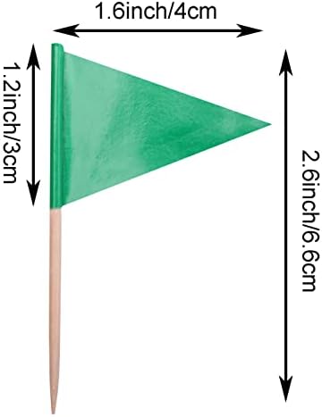 stidsds Solid Green Cupcake Toppers Flags Mini Small Plain Green Triangle Toothpick Stick Flag Blank DIY Color Decoration(100 pcs)
