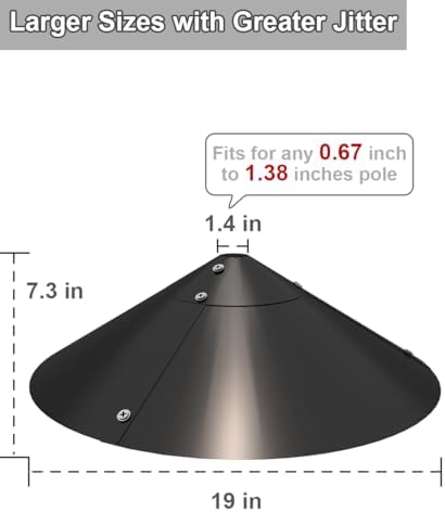 Garbuildman Metal Squirrel Baffle for Bird Feeder Pole, Outside Pole Mount Bird House Guard for Outdoor Shepherd’s Hook, 19 Inch, 1 Pack