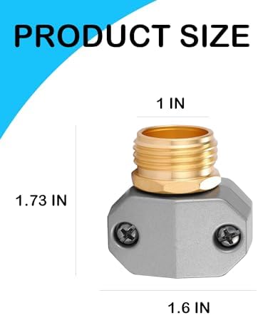 Hourleey Garden Hose Repair Fittings, Aluminum Male Coupling Menders with Zinc Clamps, Water Hose End Repair Connector for 3/4 Inch and 5/8 Inch, 2 Pack