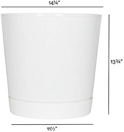 Root & Vessel Majestic Full Depth Cylinder Pot, Glossy White, 14-Inch (10142)