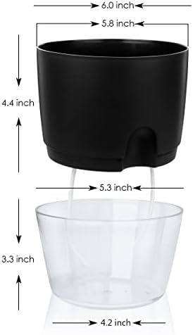 Vanavazon 6 Inch Self Watering Pots for Indoor Plants African Violet Pots
