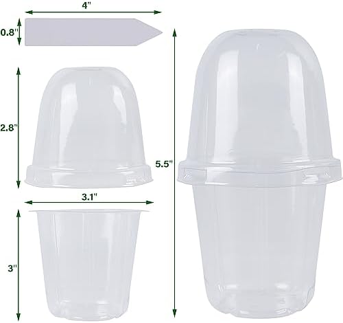 winemana 36 Set Nursery Pots with Humidity Dome, Clear Nursery Pots for Plants, Seed Starting Pots with Drainage Holes & Plant Labels for Vegetables Flowers Garden Plants