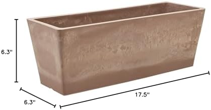 Arcadia Garden Products PSW Pot Collection [17.5 inch] Plastic/Stone/Wood Composite Window Box Rectangular Planter – No Drainage Hole (Drillable), Indoor/Outdoor Pot for Flowers and Vegetables, Taupe