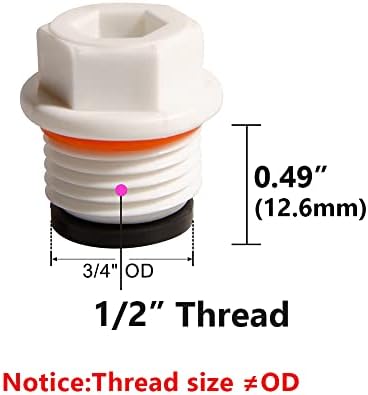 Feelers 1/2" PT Inner Hex Female Threaded PPR Pipe Plug End Cap Garden Hose Stopper Prevent Leakage Choke Fitting, Pack of 5, White