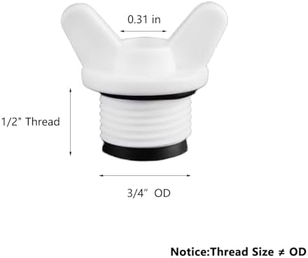5PCS 1/2 Pipe Plug Male Thread Caps and Plugs for Garden Sprinkler and Water Hose NPT End Stopper for Irrigation Tubing Tank White 3/4" ID Fittings for Outdoor Use