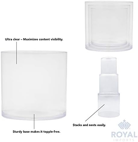 Royal Imports Plastic Cylinder Flower Vase Non-Breakable Acrylic 3PC Set