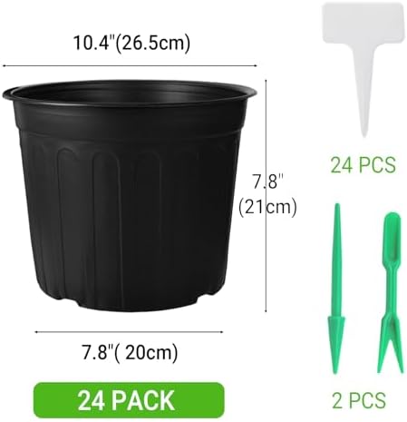 24 Pack 3 Gallon Nursery Pots Thickened Soft Black Plastic Plant Pots