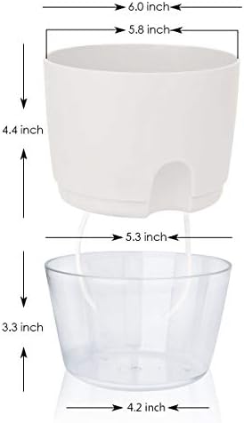 Vanavazon 6 Inch Self Watering Pots for Indoor Plants African Violet Pots