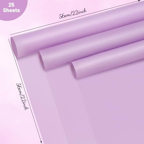 woric 25 Sheets Light Purple Flower Bouquet Wrapping Paper