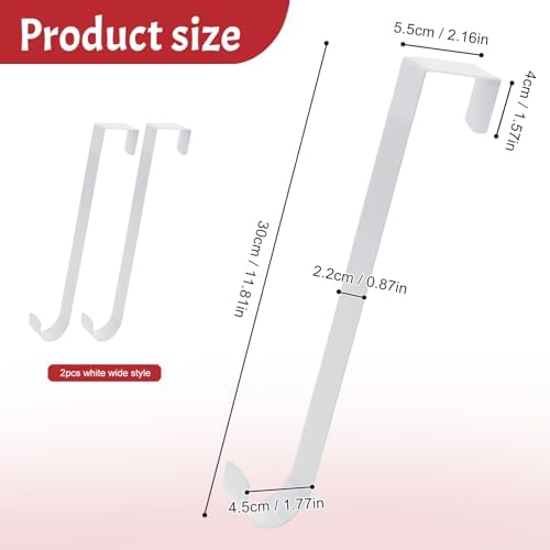 12" Wreath Hanger 2 Pack White Door Wreath Hangers for Front Door