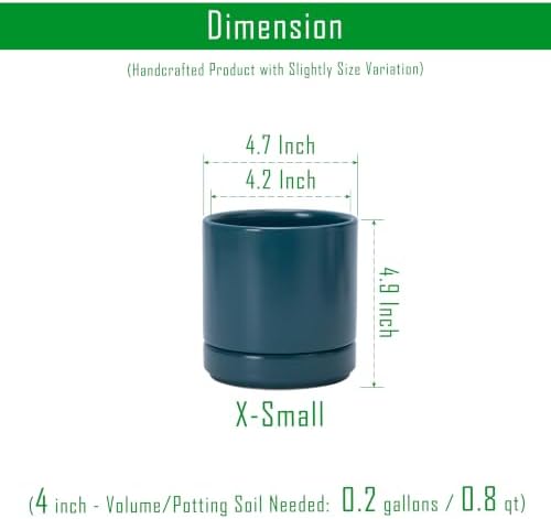 D'vine Dev 4.7 Inch Ceramic Planter Pot, Teal, 94-O-B-9