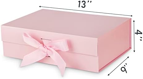 DaiJoob Large Pink Gift Box with Lid for Presents 13x9x4 Inches