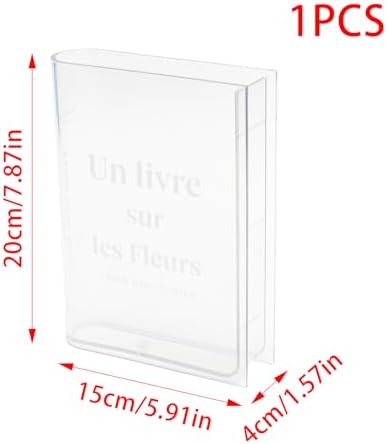 Clear White Lettering Acrylic Book Vase for Flowers, Book-Shaped Flower Vase Desk Decor, Books Lovers Gifts, Flowers Room Decor Aesthetic for Women & Teacher Gift
