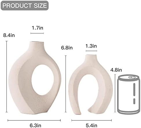 Lvases Snuggle Hollow Ceramic Vase Set of 2, Boho Tabletop Home Decor Vases