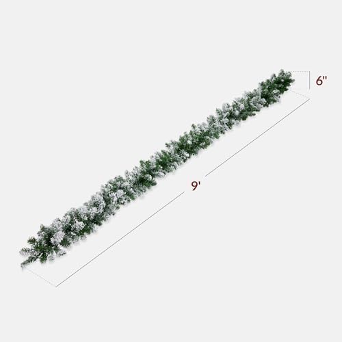 Best Choice Products 9ft Pre-Lit Christmas Garland Holiday Décor for Stairs, Mantel, 2-in-1 White & Multi LED Lights - Fully-Flocked